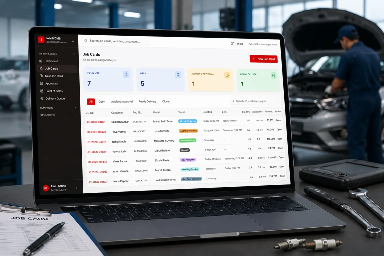 Intelli DMS Job card management module