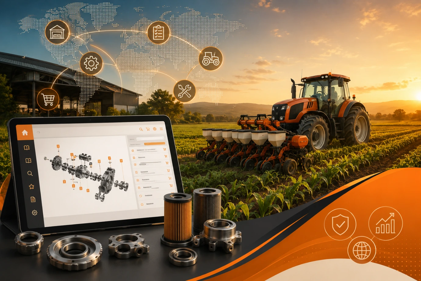 Interactive Intelli Catalog with exploded equipment diagrams and VIN-based spare parts lookup