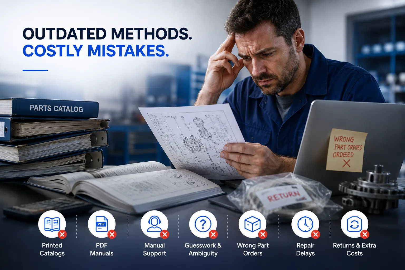 Problems with manual parts identification using PDFs and printed catalogs