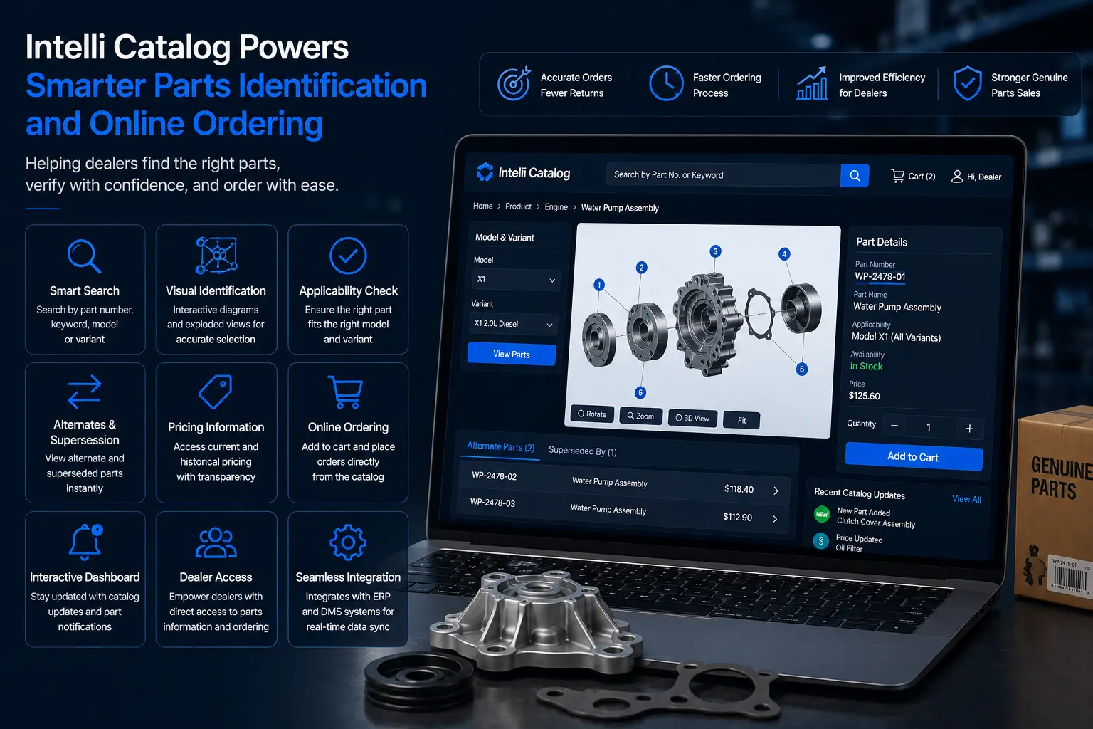 Intelli Catalog supporting online spare parts ordering