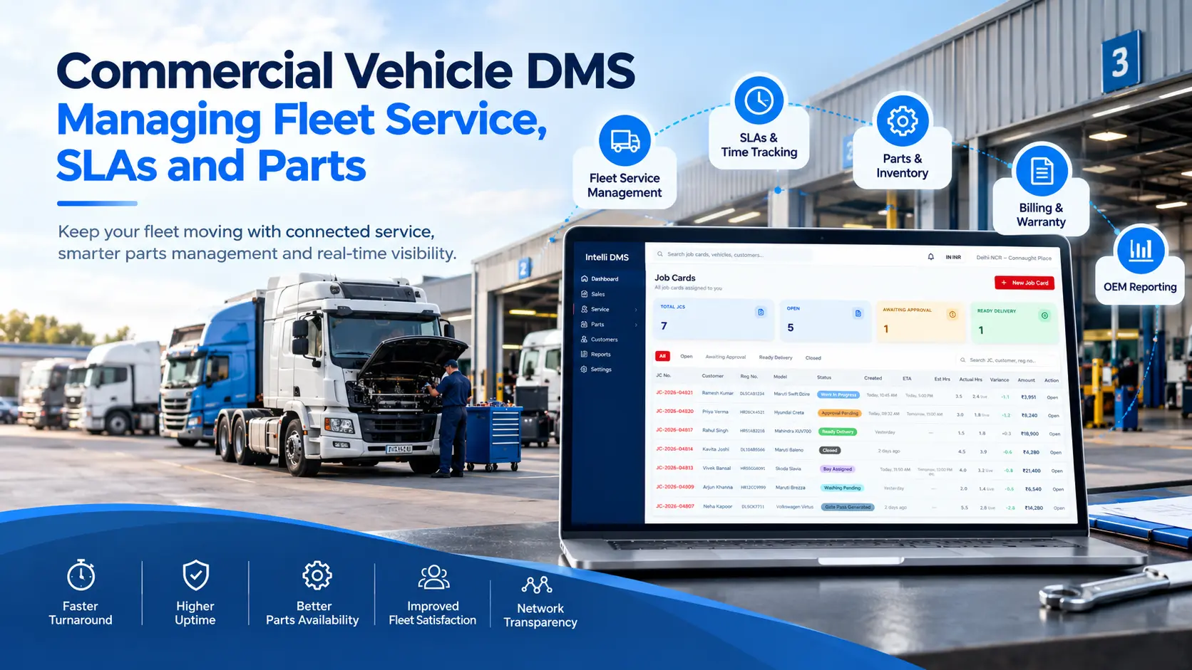 Commercial vehicle DMS comparing truck fleet service and passenger car dealer operations