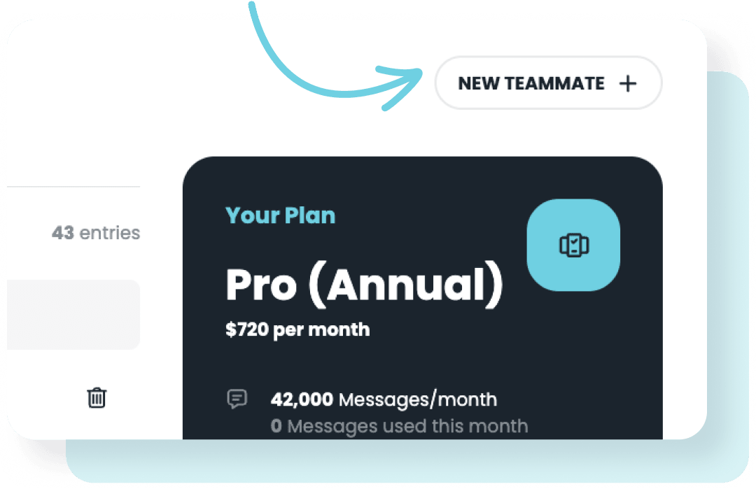 New Teammate button in the Textedly product.