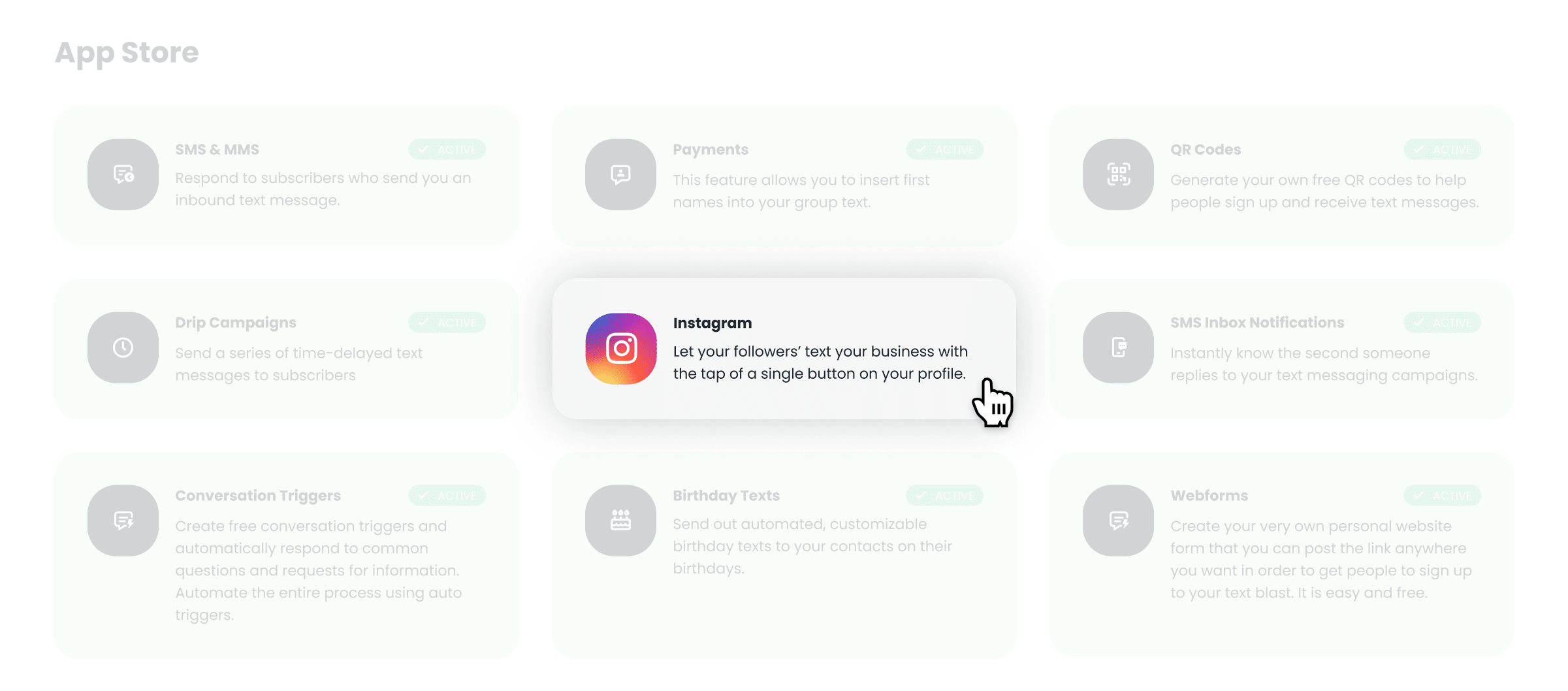 Visual of the Instagram Texting feature in the Textedly App Store