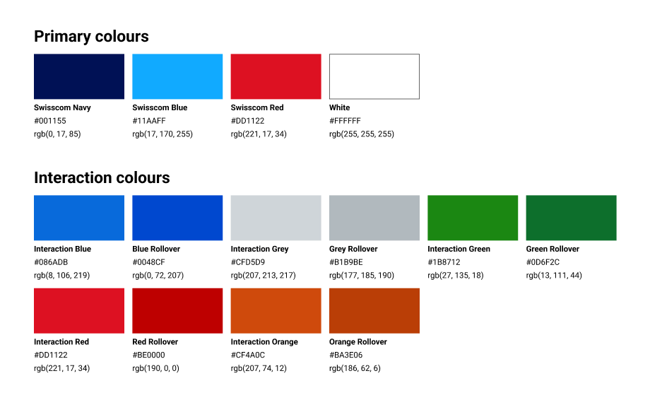 Colors from the Company Swisscom