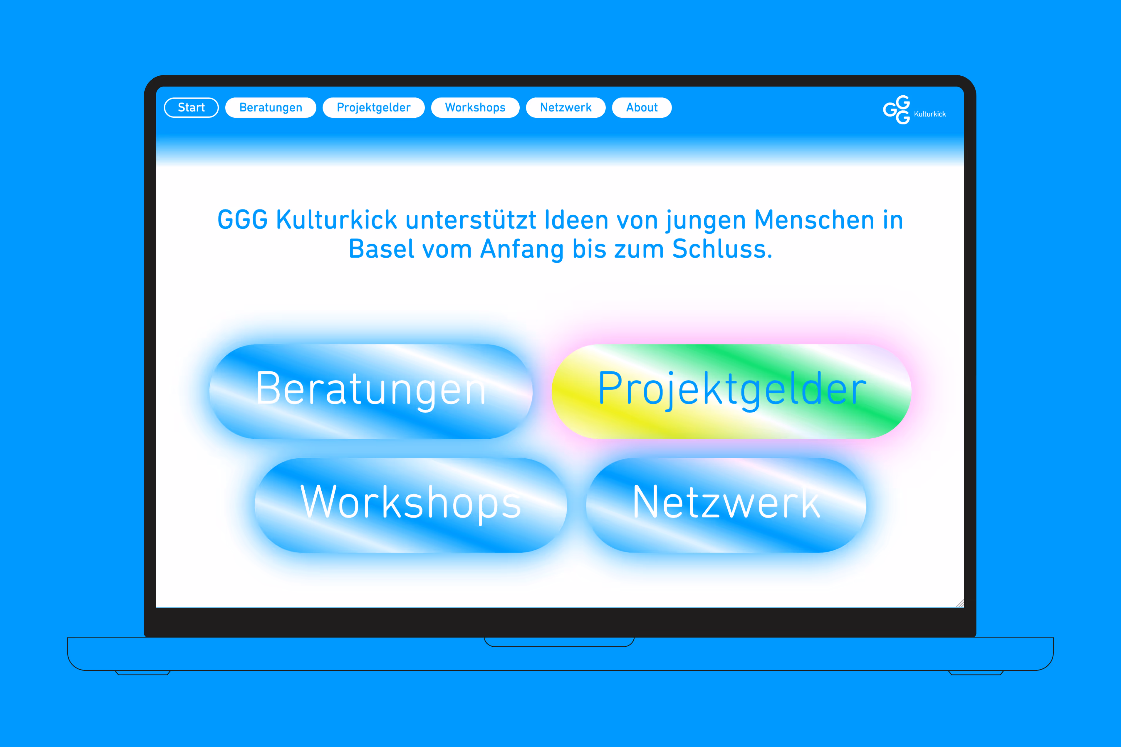 Website mit Buttons GGG Kulturkick