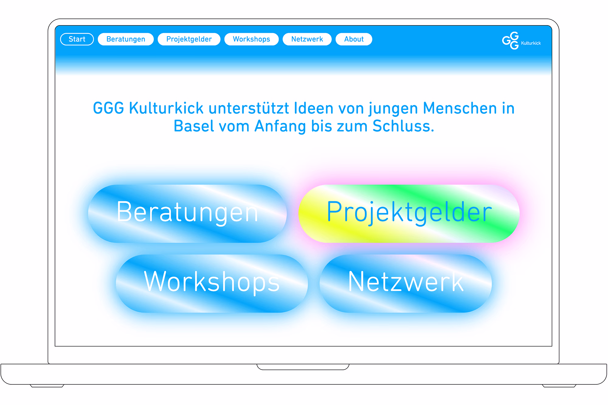 Website mit Buttons GGG Kulturkick