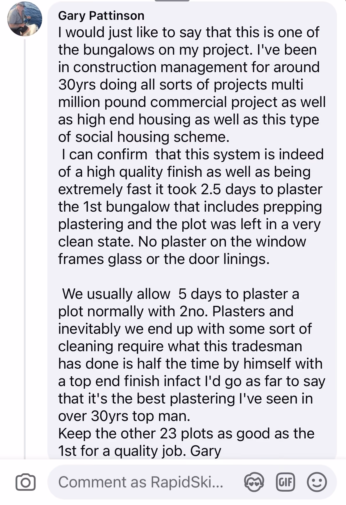 screenshot review of course message