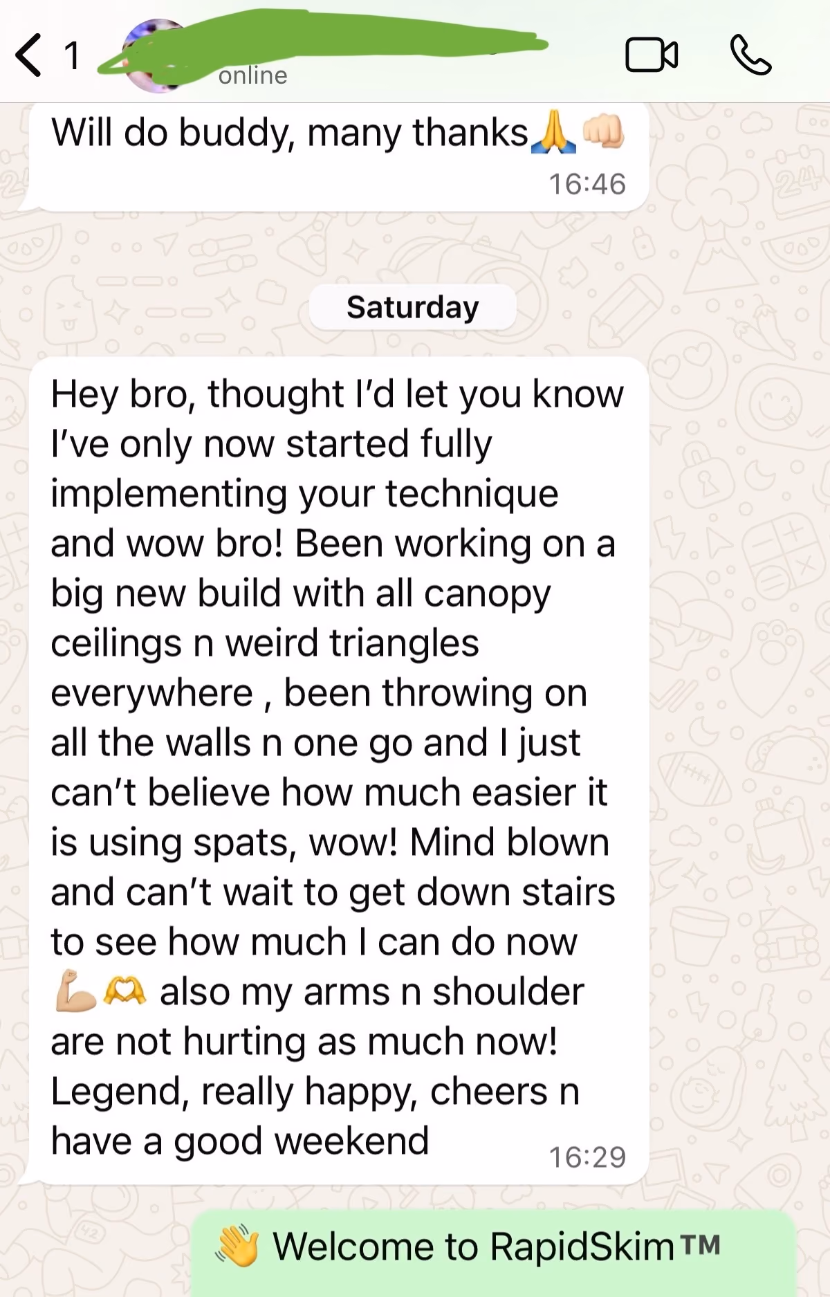 screenshot review of course message
