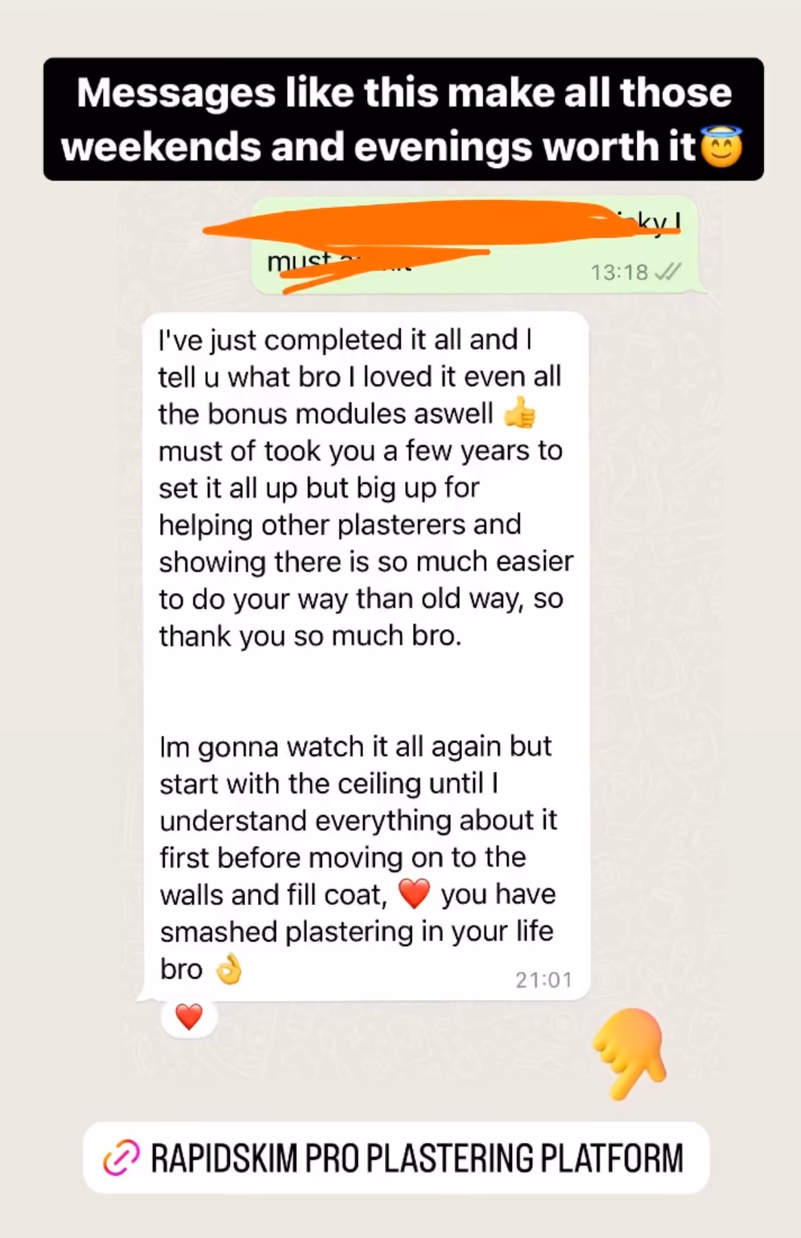 screenshot review of course message
