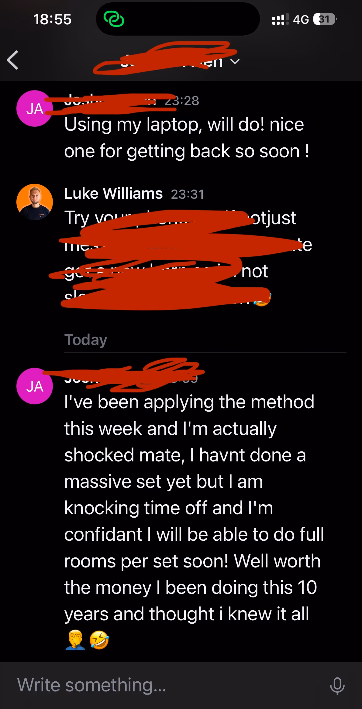 screenshot review of course message