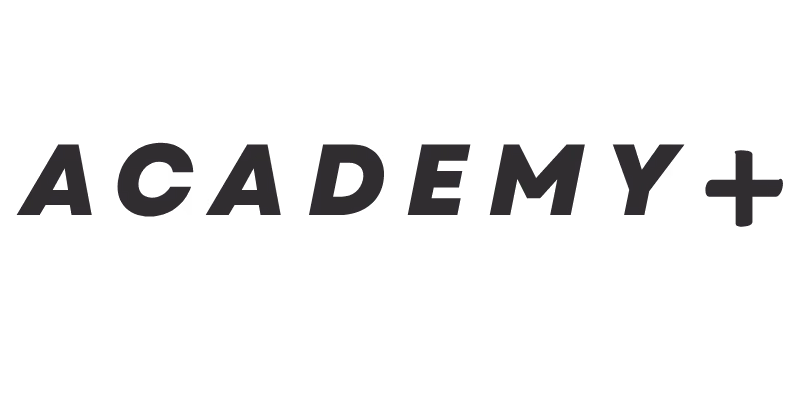 The word ACADEMY followed by a plus sign in bold uppercase letters.
