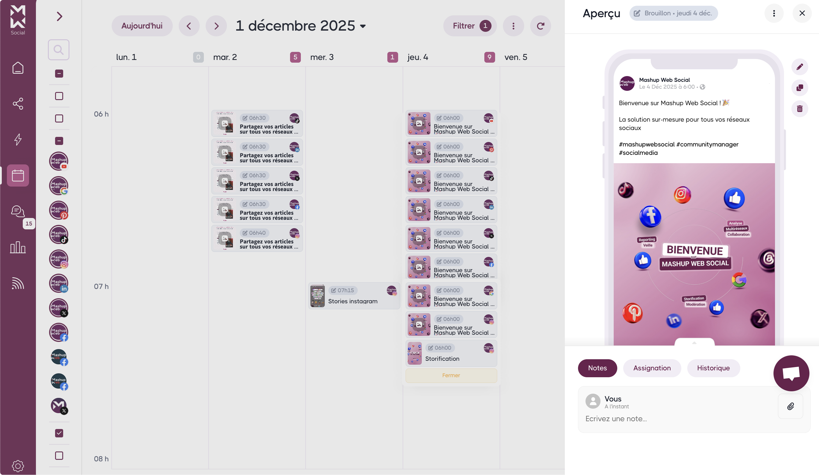 Tableau de bord Mashup Web Social