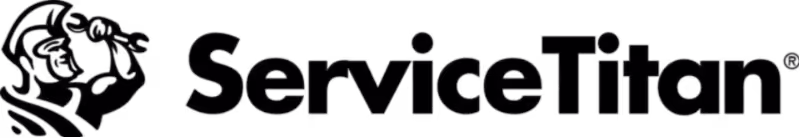 ServiceTitan logo featuring a stylized profile of a titan's head with a flowing mane to the left of the bold text 'ServiceTitan'.