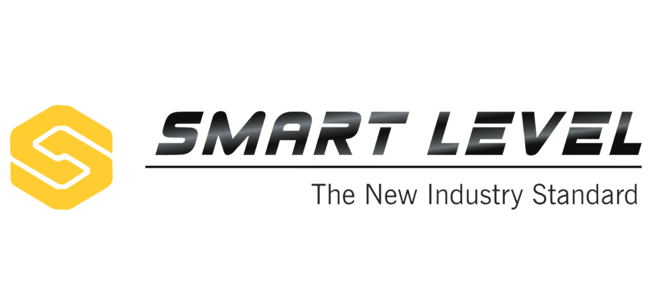Logo with a stylized yellow hexagonal emblem and bold black text reading 'SMART LEVEL' above the tagline 'The New Industry Standard'.