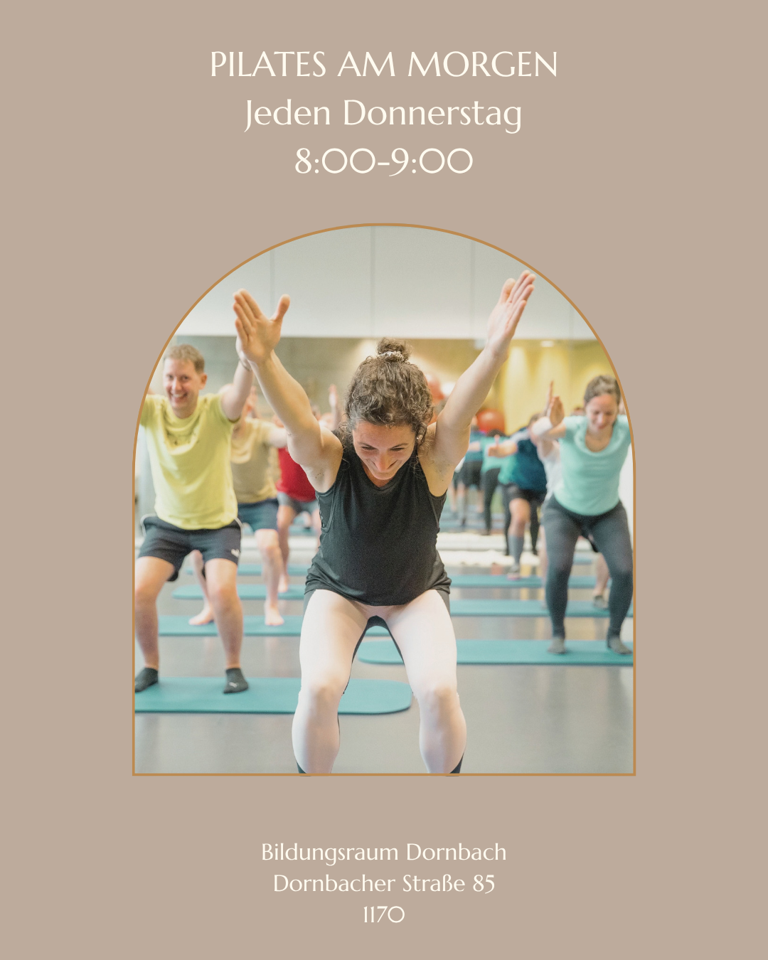 Pilates am Morgen jeden Donnerstag 8:00–9:00 im Bildungsraum Dornbach, Dornbacher Straße 85, 1170 Wien