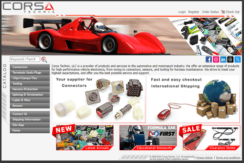 Screenshot of the Corsa Technic home page
