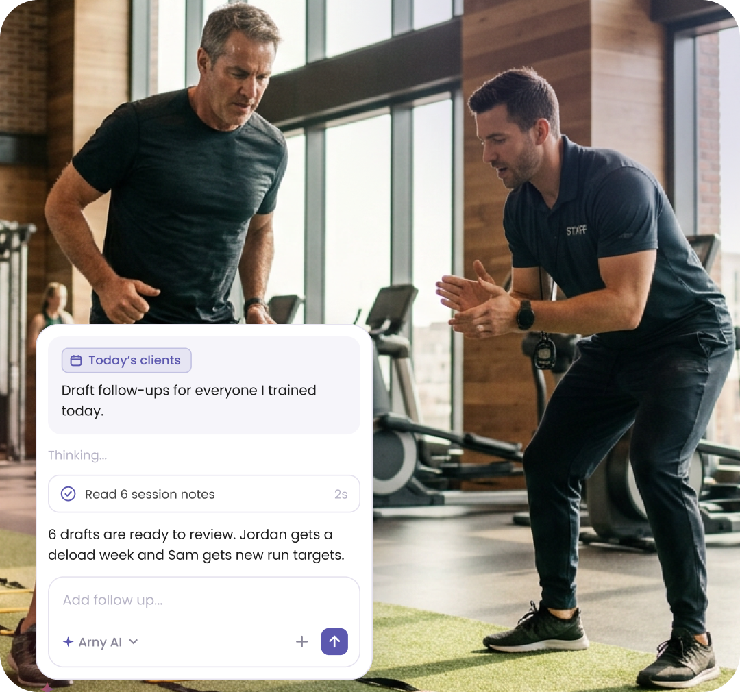 Personal trainer with Arny AI client drafts