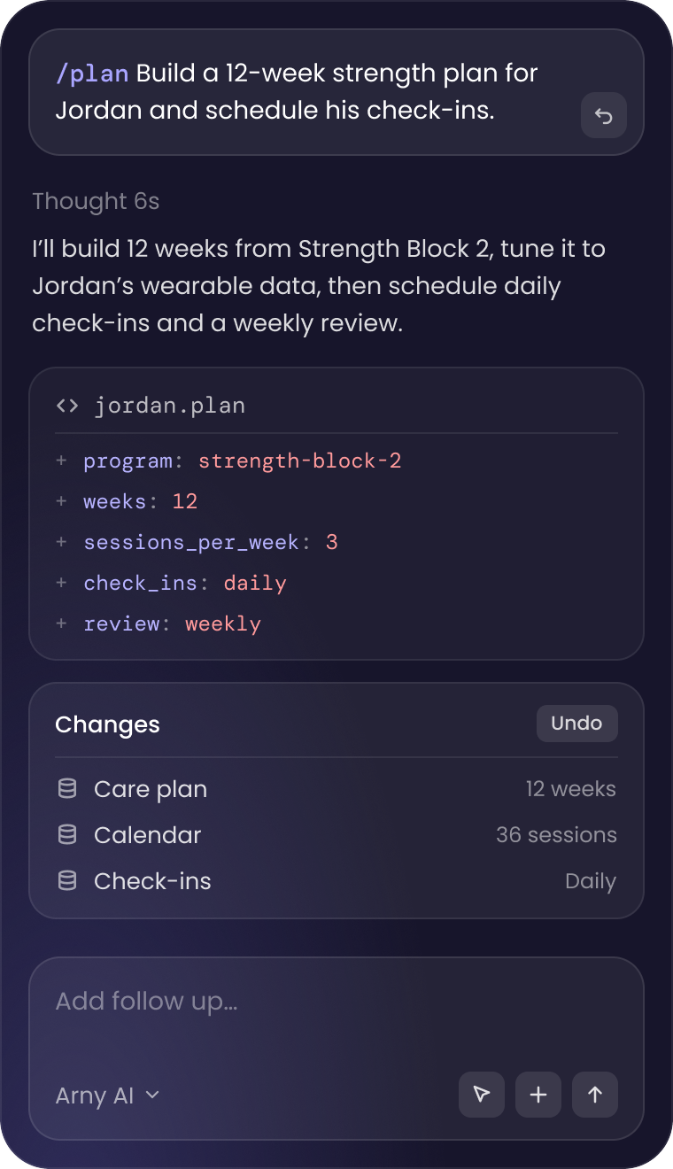 Arny AI building a 12-week strength plan