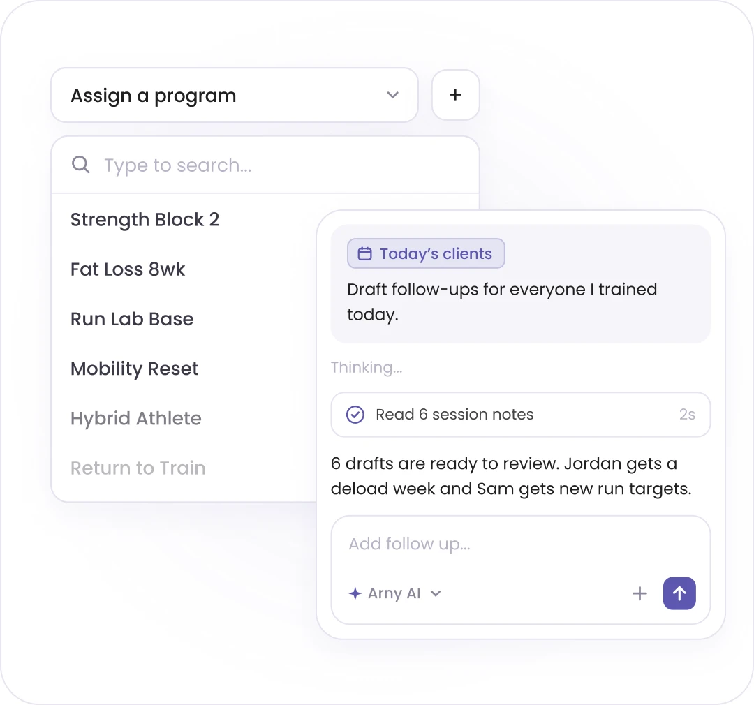 Program builder and Arny AI follow-up, together