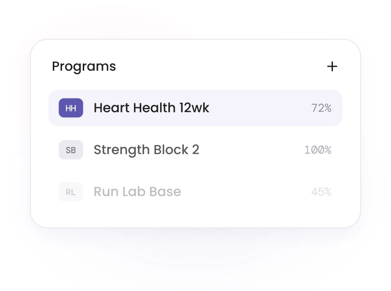 Programs list with progress