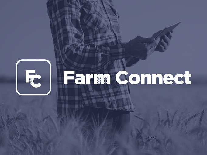 farm connect logo with man in backcground