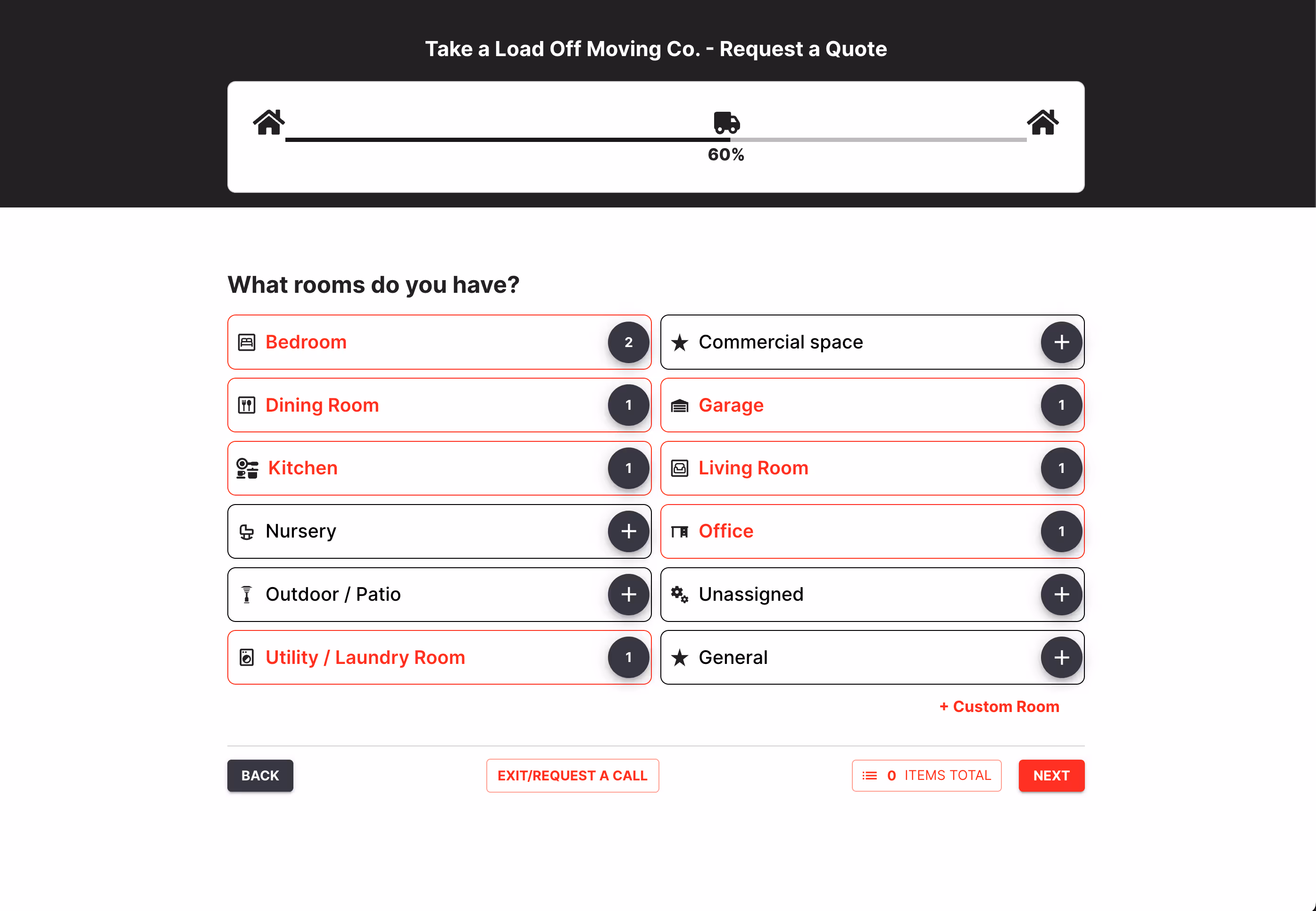 Screenshot of Chariot's webform for moving company lead capturing