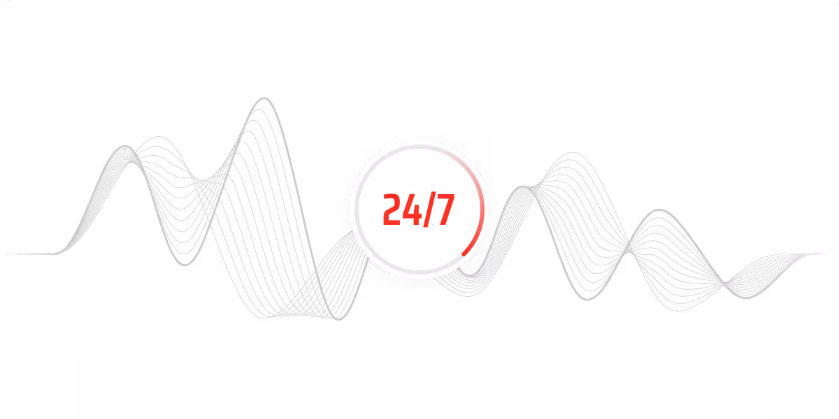 A sound wave with a 24/7 indicator