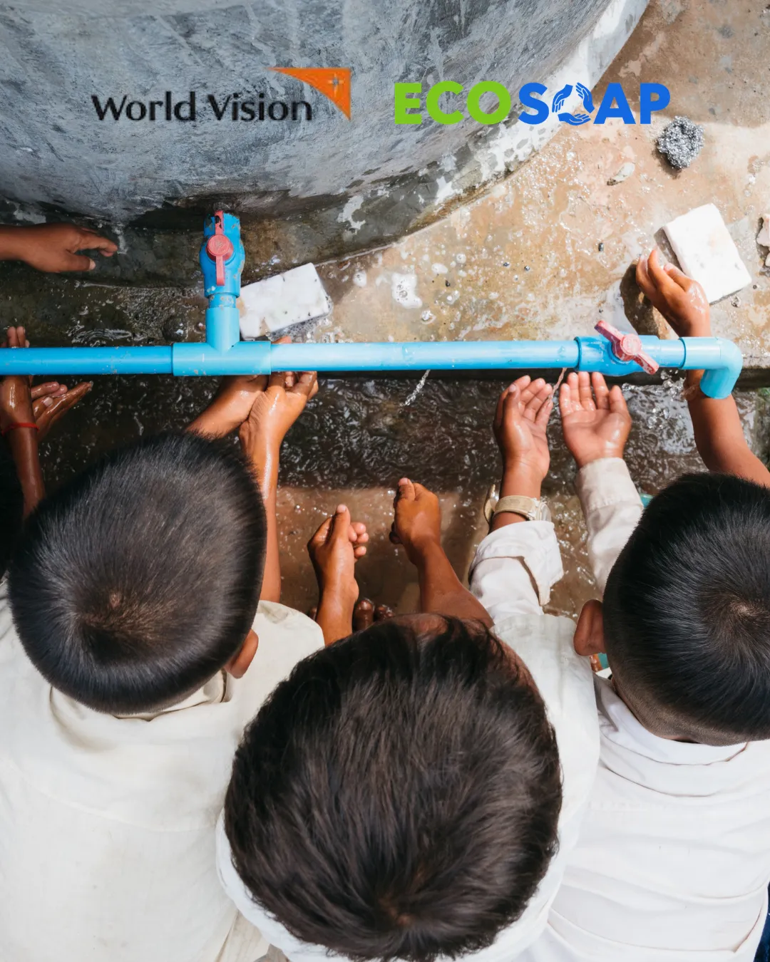 Children with SOAPLAY shaped soap bars in Tanzania
