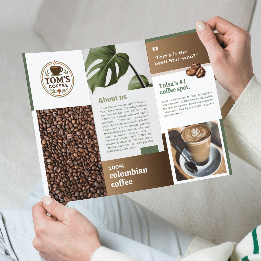 A brochure design for a coffee shop