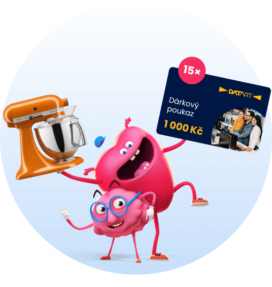 Maskoti mozek a srdce s 1 000Kč voucherem na nákup v DATARTu a s kuchyňským robotem