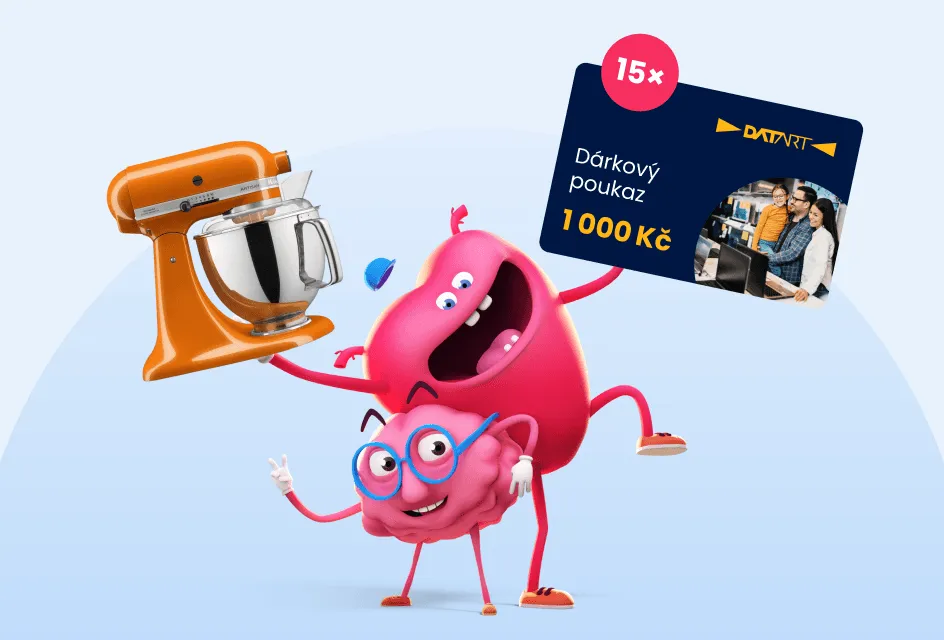 Maskoti mozek a srdce s 1 000 Kč voucherem na nákup v DATARTu a s kuchyňským robotem