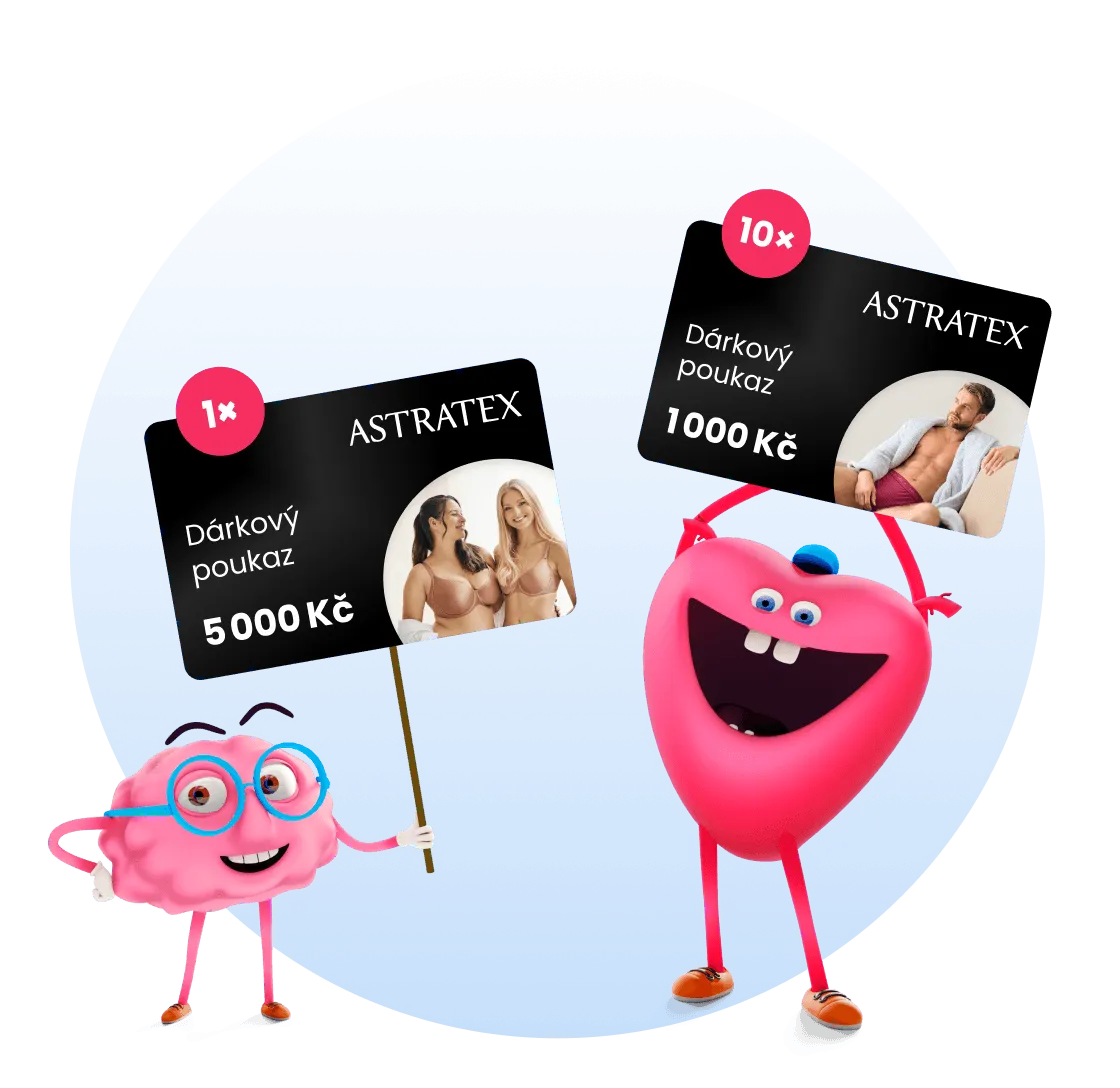 Maskoti mozek a srdce s vouchery na nákup v e-shopu Astratex