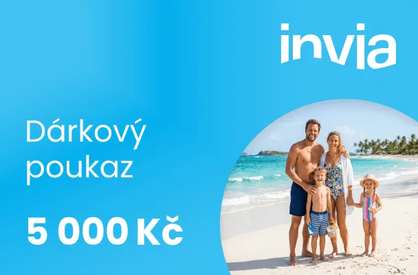 Dárkový poukaz v hodnotě 5 000 Kč na nákup dovolené v Invia