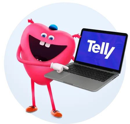 Maskot srdce provádí aktivaci balíčku Telly