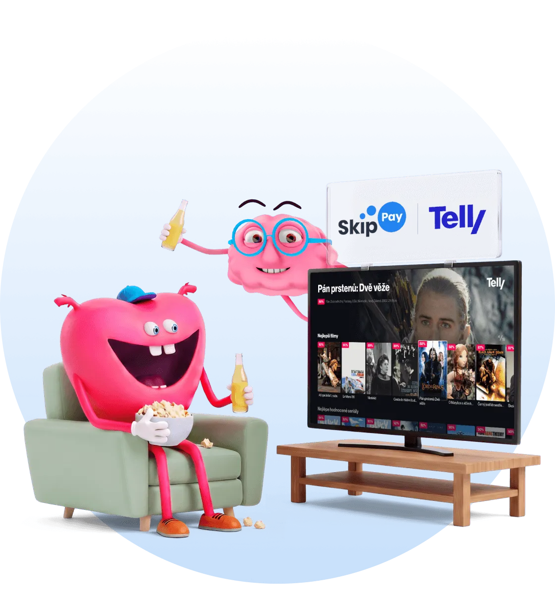 Maskoti mozek a srdce sledují Telly