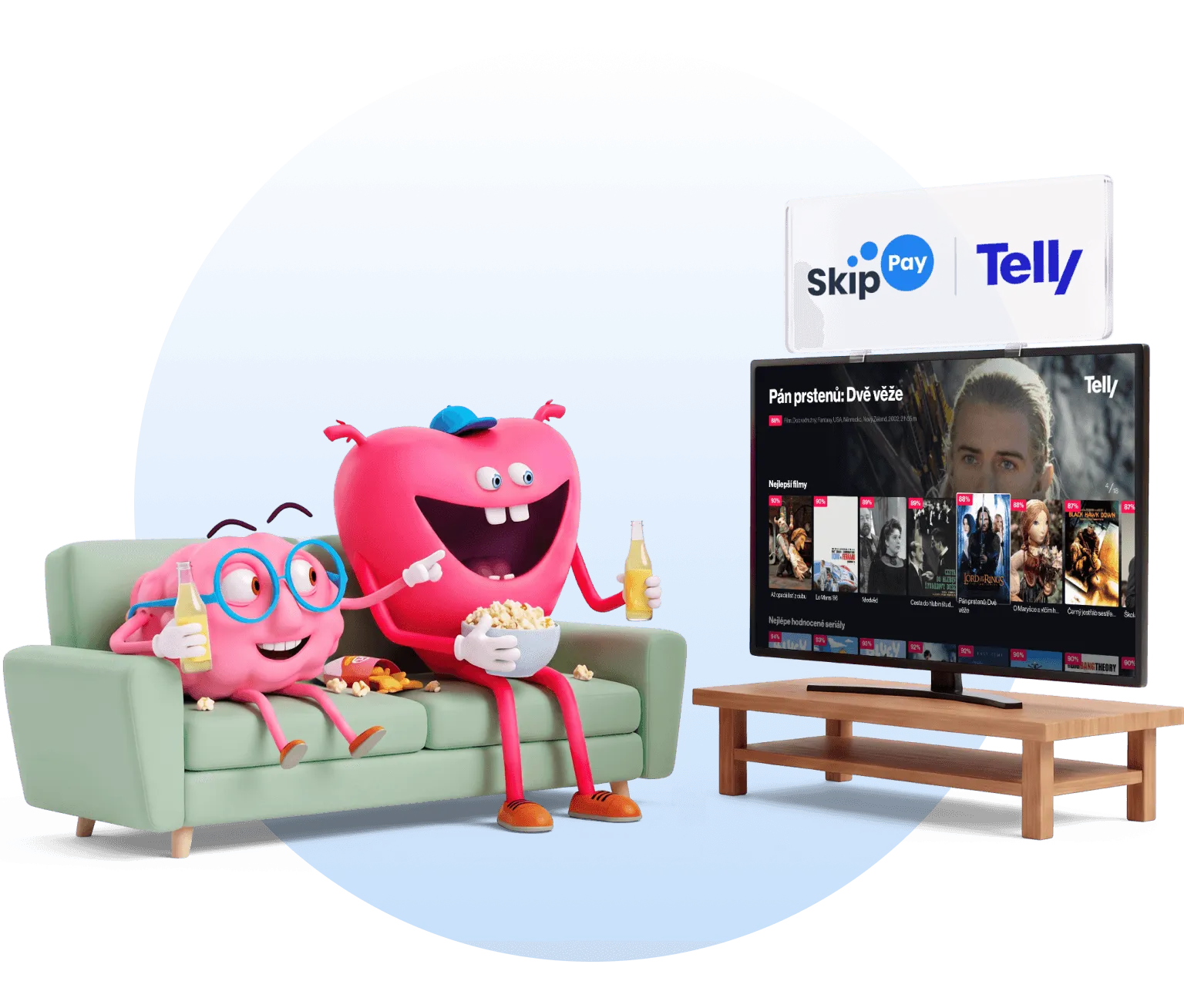 Maskoti mozek a srdce sledují Telly