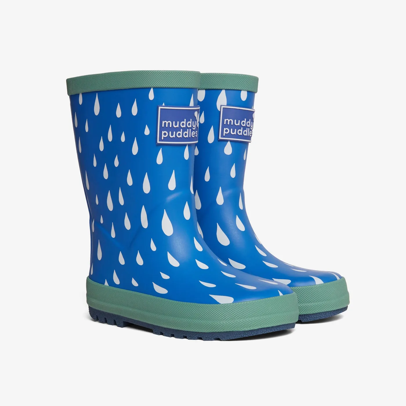 Muddy Puddles Essentials toddler ankle wellies in a blue raindrop print