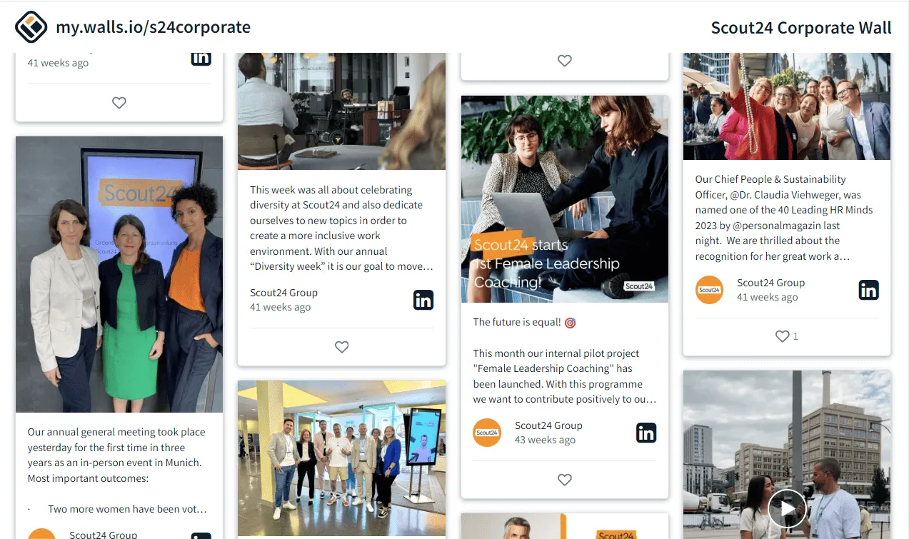 Screenshot einer auf einer Website eingebetteten Scout24-Employer-Branding-Social-Wall