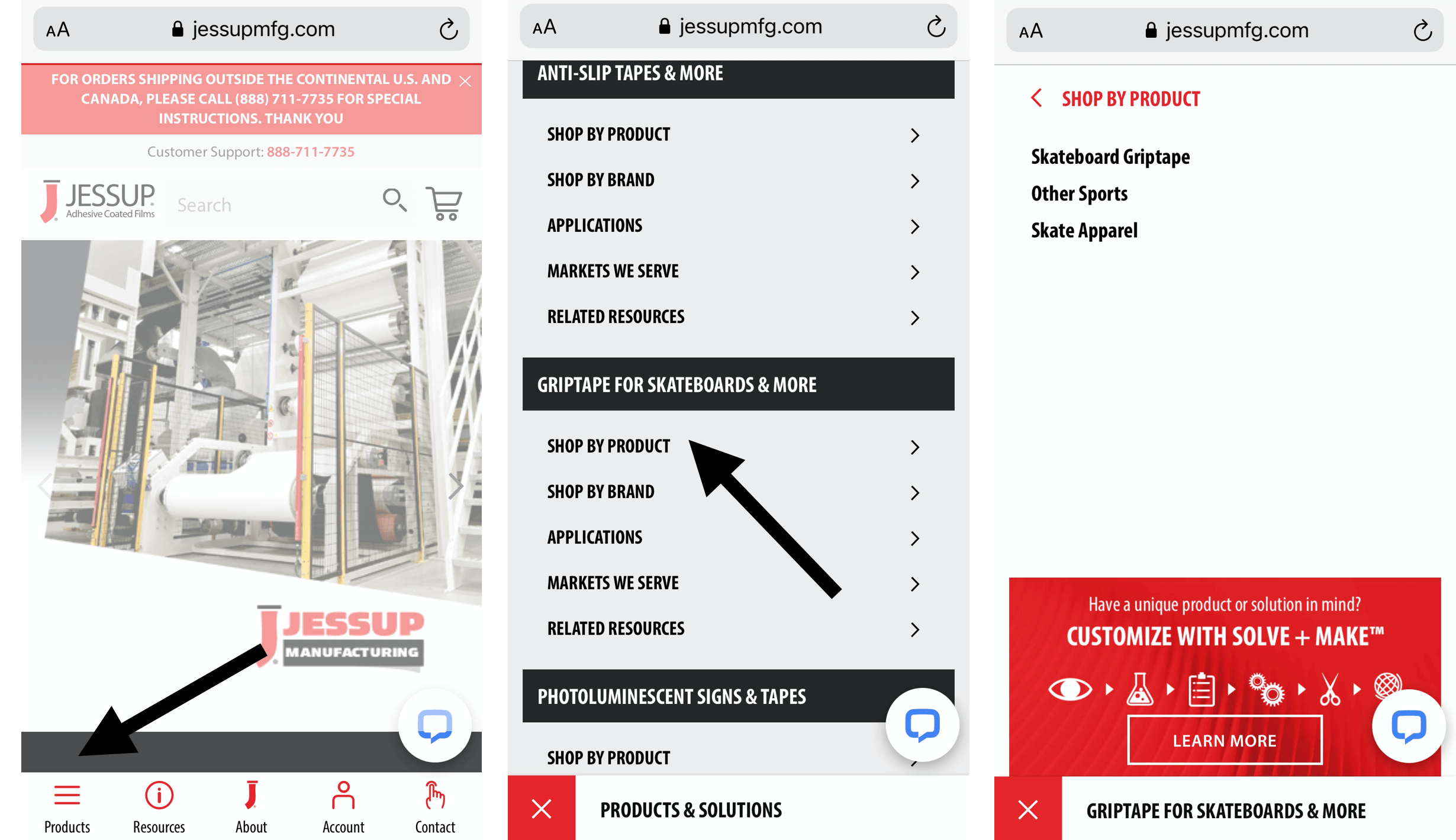 jessup manufacturing mobile navigation