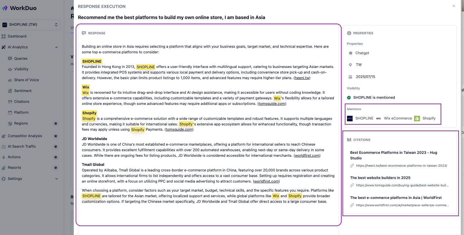 analyze the messaging AI associates with them with WorkDuo