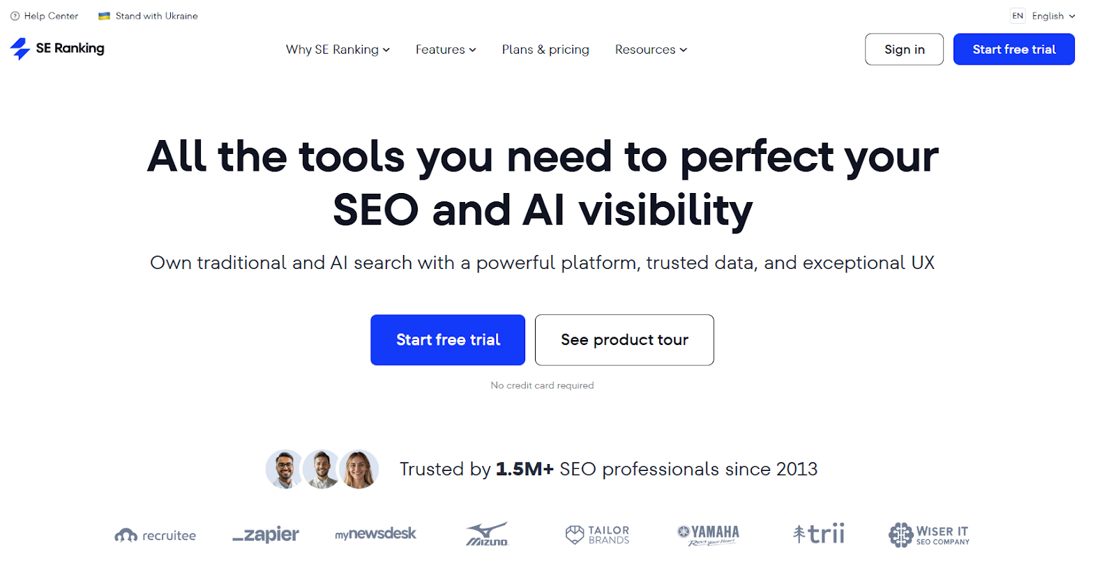 SE ranking home page