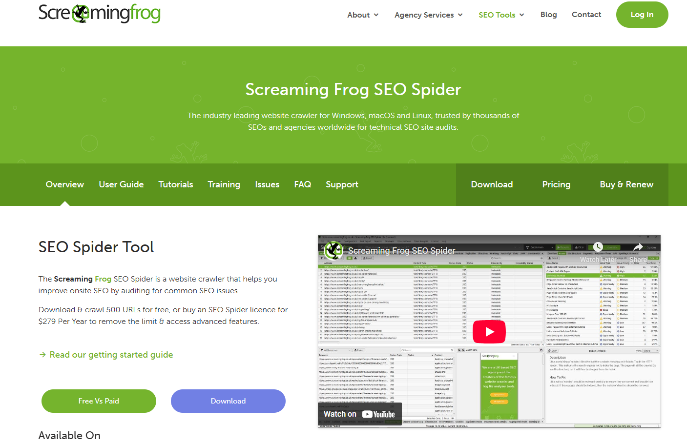 Screaming Frog Homepage