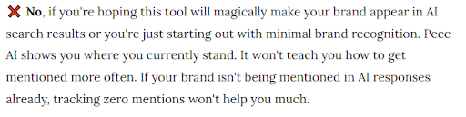 Peec AI negative reviews