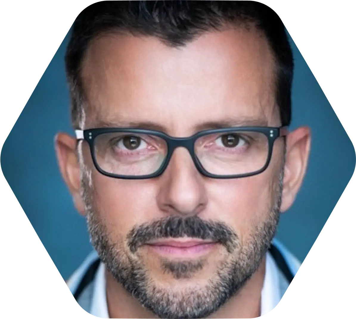 Doctor with glasses looking straight