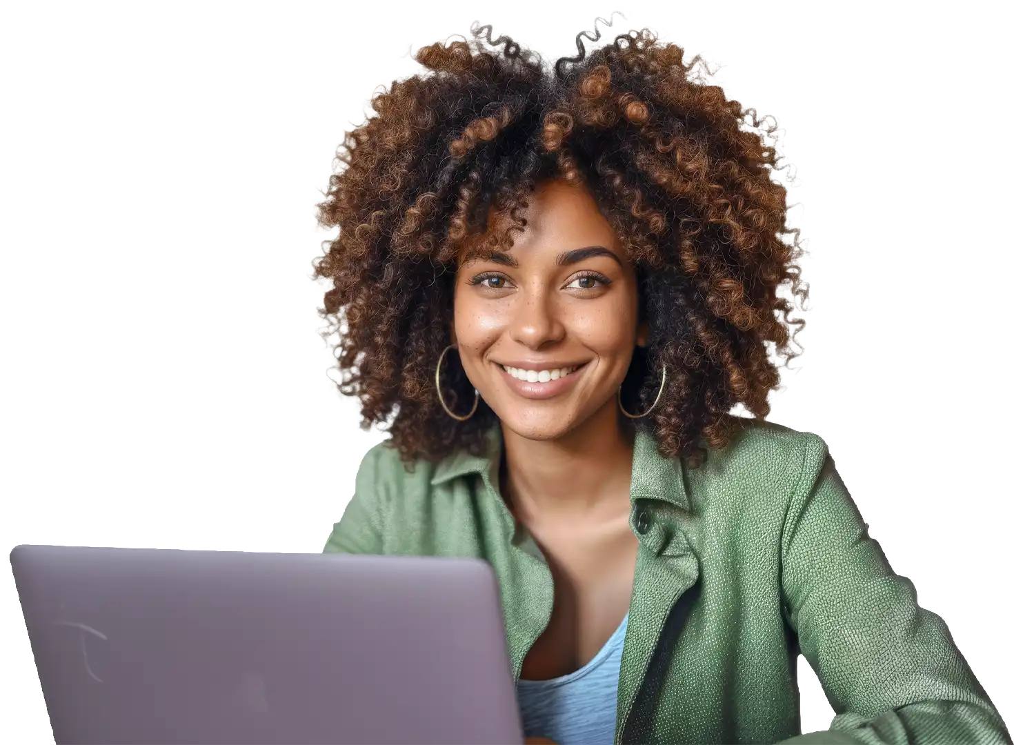 Young black woman using laptop