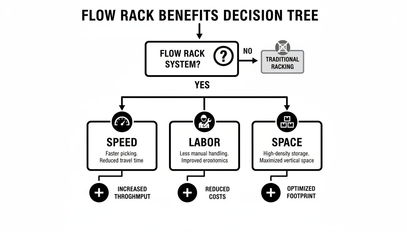 Infographic about gravity flow racks