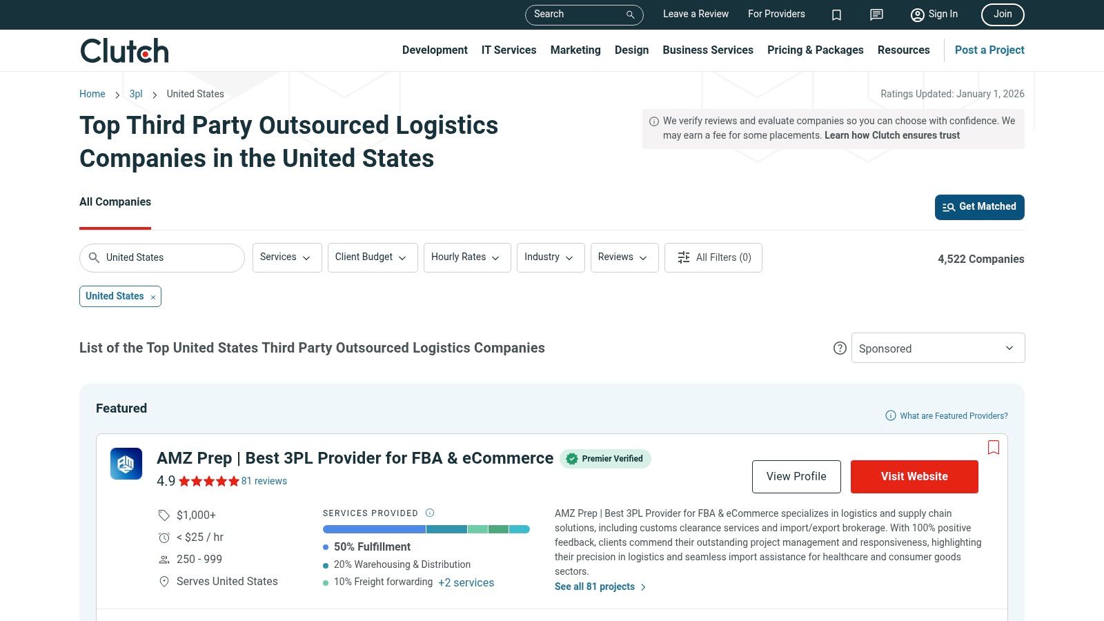 Clutch – U.S. 3PL Companies Directory