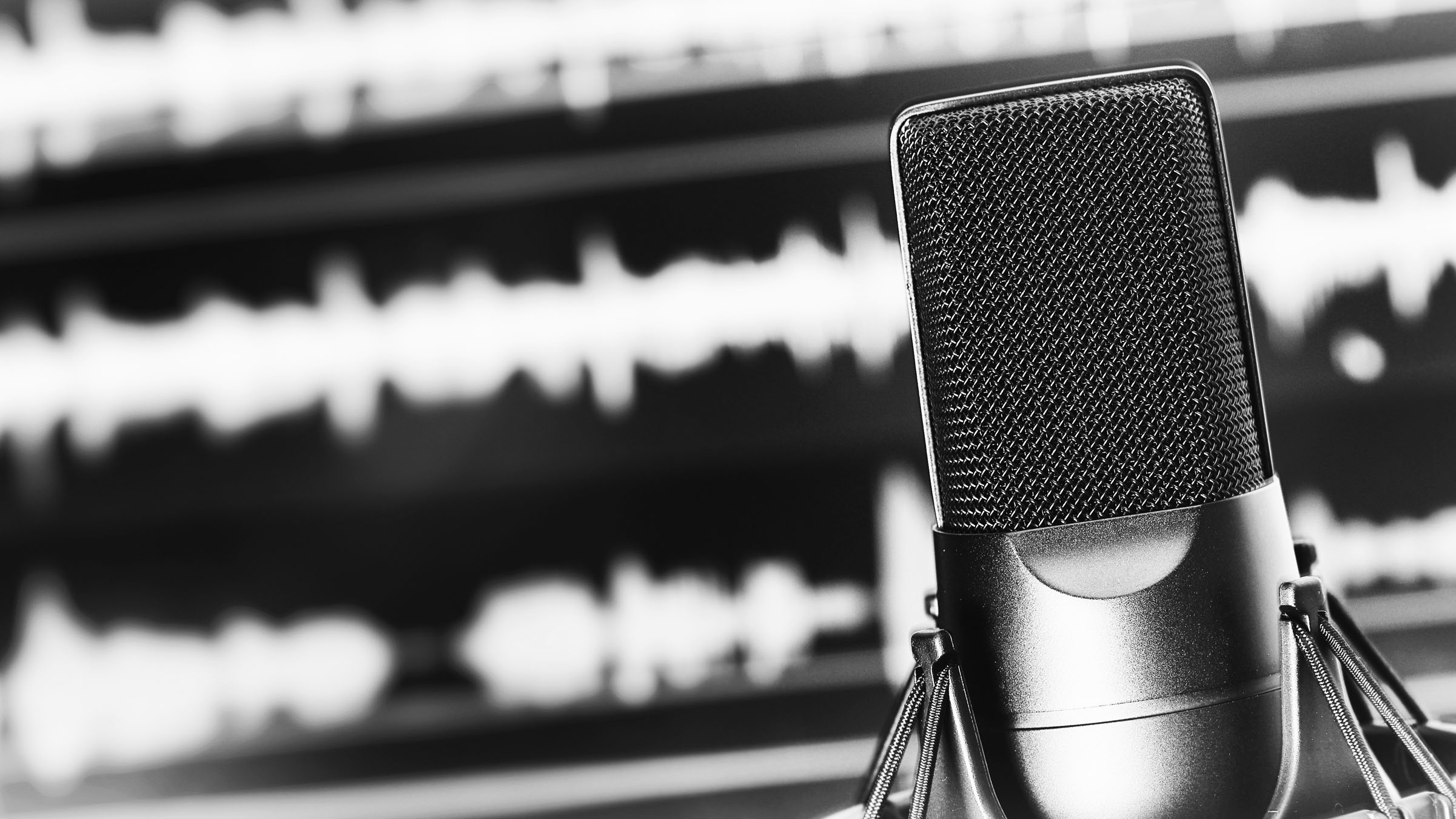 Microphone with sound waves behind