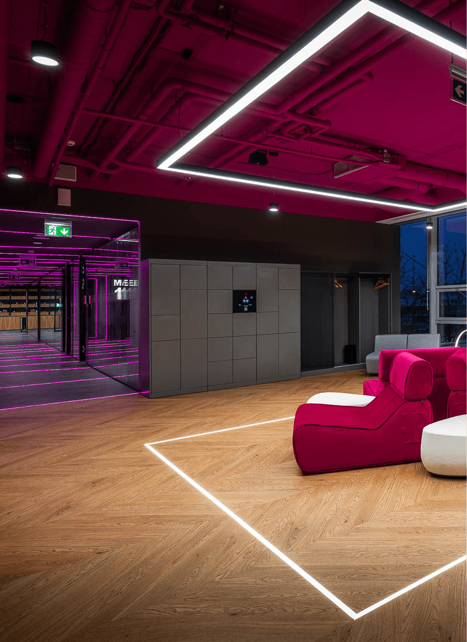 Smart workplace lockers at Slovak Telekom office.