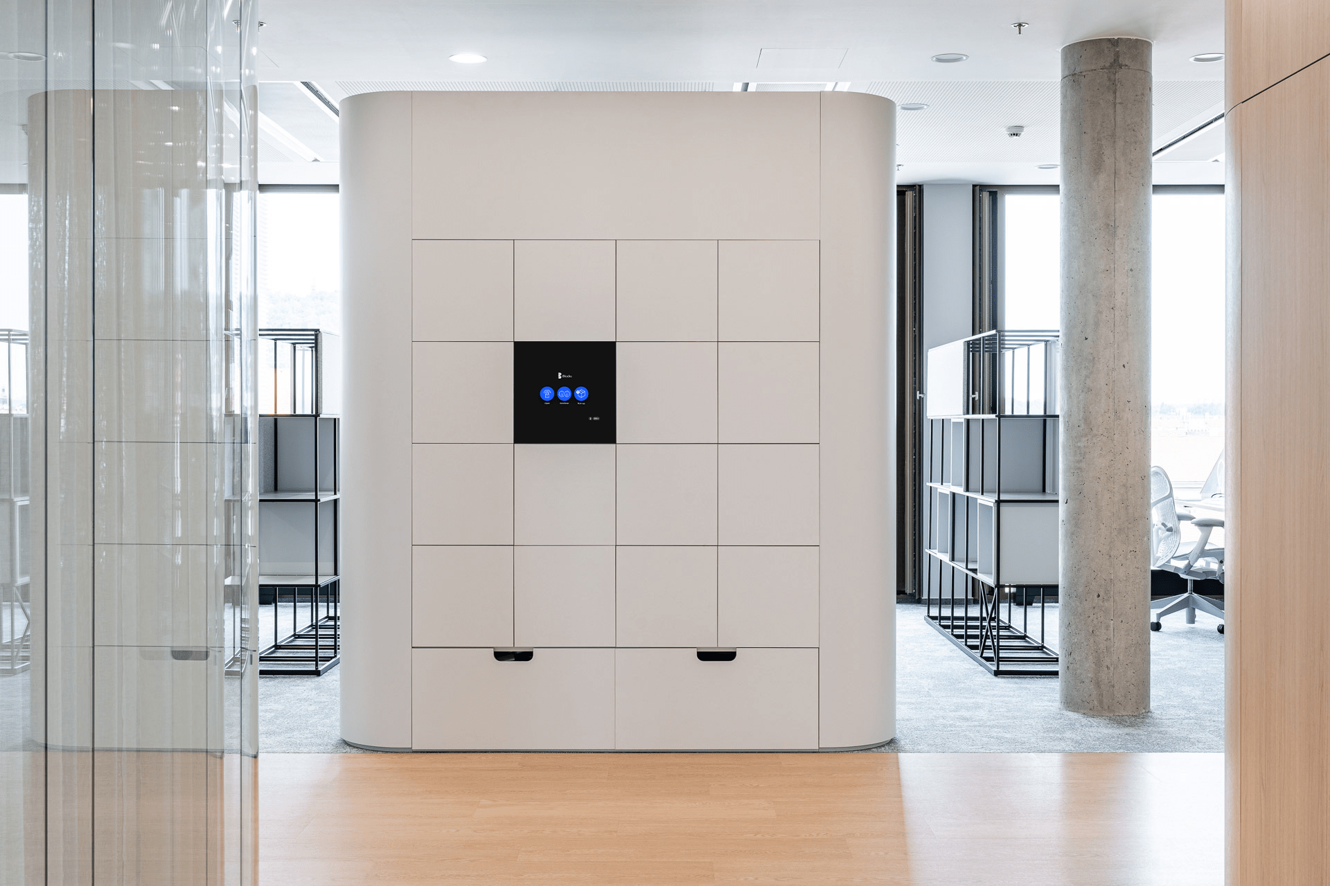 Custom office locker powered by Blocks technology